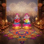 Crystal-Finish Translucent Lakshmi Ganesha on Sacred Lotus - Premium Diwali Temple Set