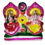 Premium Ornate Temple Arch Lakshmi Ganesha Clay Idol - Translucent Festival Centerpiece - Image 2