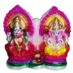 Premium Translucent Clay Lakshmi Ganesha Idol Pair - Crystal-Finish Terracotta Diwali Set - Image 2