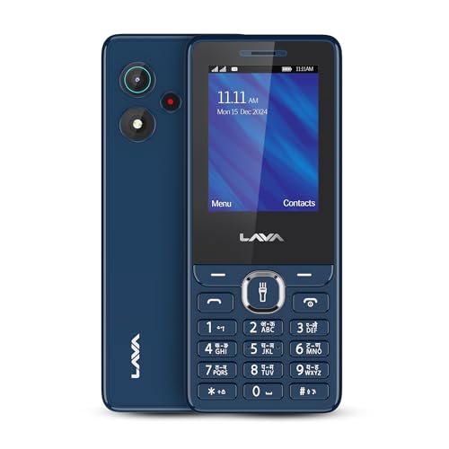 Lava A5 (2025) Dual SIM Keypad Mobile with 2.4'' Big Display | UPI Support, 1200mAh Battery | BOL Feature | Camera | Auto Call Recording | Glass Finish | and 7 Regional Languages - Dark Blue